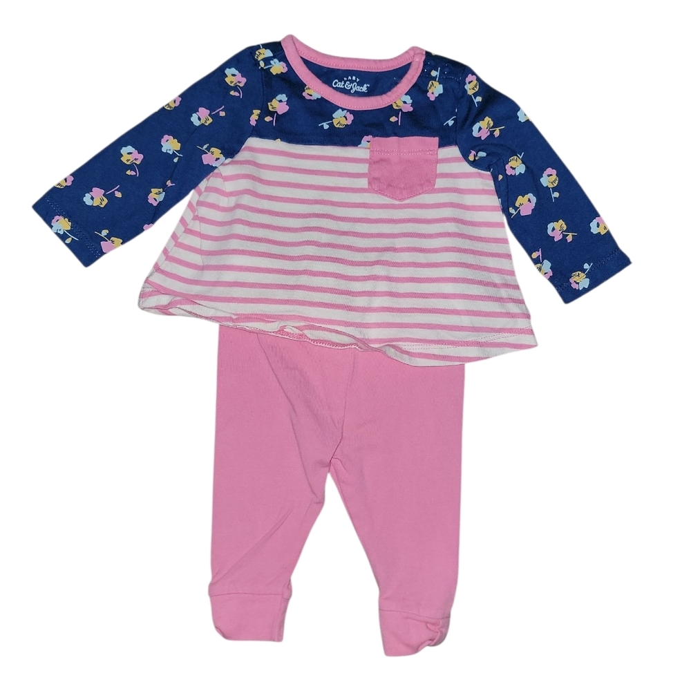 Cat & Jack Blue and Pink Floral Outfit